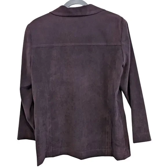 Worthington Burgundy‎ Velvet Velour Button Blazer Jacket Women Size 8P - Picture 5 of 11